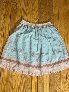 Axes Femme Light Blue Floral Lace Trim Skirt